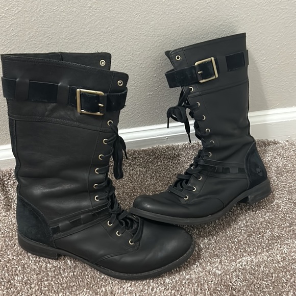 Timberland Shoes - TIMBERLAND Savin Hill Leather Combat Boots Black